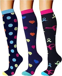 CHARMKING Compression Socks for Women & Men Circulation (3 Pairs) 15-20 mmHg is Best Support for Athletic Running Cycling