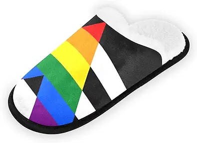 Asexual Pride Flag Spa Slippers Closed Toe Indoor Hotel Slippers, Fluffy Coral Fleece, Padded Sole for Comfort- for Guests, Hotel, Travel