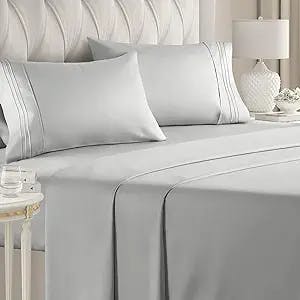 Queen Size Sheet Set - Breathable & Cooling Sheets - Hotel Luxury Bed Sheets - Extra Soft - Deep Pockets - Easy Fit - 4 Piece Set - Wrinkle Free - Comfy – French Grey Bed Sheets - Queen Sheets