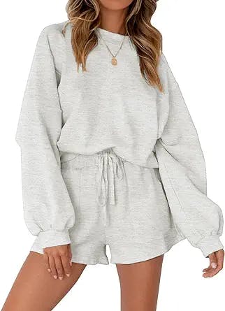 MEROKEETY Women's Oversized Batwing Sleeve Lounge Sets Casual Top and Shorts 2 Piece Outfits Sweatsuit