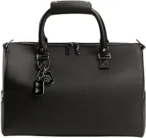 PXG Signature Duffle Bag - Black Luxury Designer Weekender Bag for Women Made from Cactus Leather Material - Carry by Top Handles or Shoulder Strap - For Work, Gym, Travel