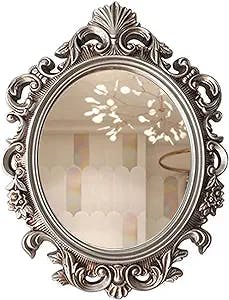 SNWGPLY Vintage Carved Decorative Wall Mirror, Bathroom Vanity Mirrors, Oval Cosmetic Mirror, Light Luxury European Design Style, for Hallway, Bedroom, Hotel, Beauty Salon (Color : B, Size : 70x90cm)