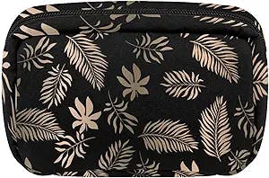 Luxury Tropical Golden Leaves Pattern-01 Cosmetic Zipper Pouch Makeup Bag Travel Waterproof Toiletry Bags for Women