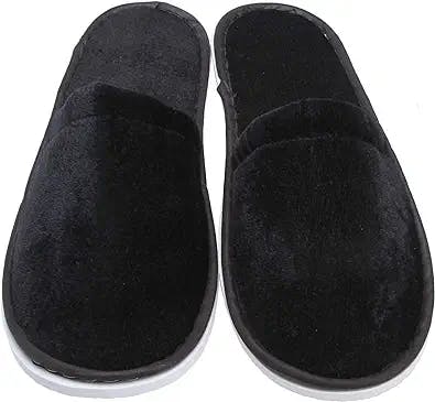 5 Pairs Black Disposable Slippers,Disposable Slippers for Guests,Non Slip Guests Slippers,Closed Toe Hotel Slippers,Disposable Slippers for Men,Perfect for Home,Travel