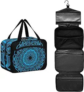 DOMIKING Luxury Floral Mandala Travel Toiletry Bag for Women Men Hanging Makeup Bag Cosmetic Organizer for Trip Essentials Accessories
