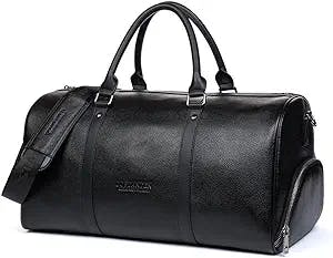 BOSTANTEN Genuine Leather Travel Weekender Overnight Duffel Bag Gym Sports Luggage Tote Duffle Bags for Men