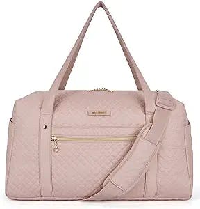 Travel Duffle Bag, BAGSMART 31L Quilted Weekender Overnight Bag for Women with Laptop Compartment, Large Carry On Airport Bag with Wet Pocket & Shoe Bag for Travel, Business Trips, Sports(Pink)
