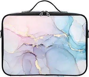 xigua Luxury Marble Texture Makeup Bag Portable Travel Toiletry Bag for Women, Large Cosmetic Bag Cosmetic Case Organizer with Adjustable Dividers for Cosmetics Toiletries Brushes