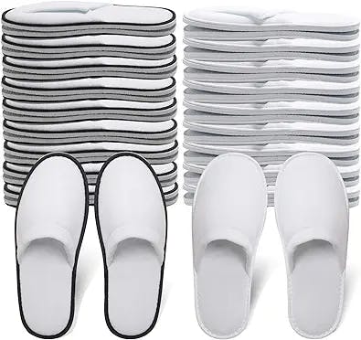 Yeios Hotel Spa Slippers Closed Toe Home Guest Slippers for Adult for Men and Women White