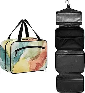 DOMIKING Natural Luxury Marble Travel Toiletry Bag for Women Men Hanging Makeup Bag Cosmetic Organizer for Trip Toiletries Essentials