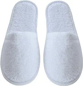 Arus Women's Turkish Terry Cotton Cloth Spa Slippers One Size Fits Most, White
