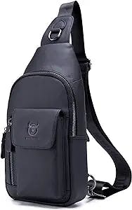 The Ultimate Bag for Traveling in Style: BULLCAPTAIN Mens Leather Crossbody Bag