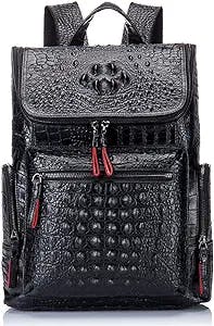boshiho Real Leather Laptop Backpack Fashion Travel Bag Daypack for Men, Crocodile Pattern (S)