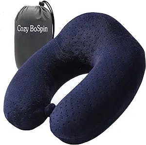 Cozy BoSpin Travel Pillow - Luxury Memory Foam Neck Support Cushion Neck Support Pillow  (Blue)