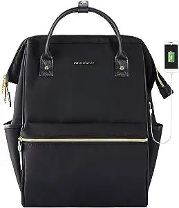 KROSER Laptop Backpack 15.6 Inch Stylish Backpack Doctor Bag Water Repellent College Casual Daypack with USB Port Travel Business Work Bag for Men/Women-Black