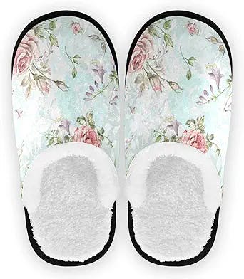 Unisex Slippers Fuzzy Feet Plush Cotton Slippers Anti-Slip Warm House Shoes M/L
