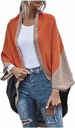UODSVP Women's Coat Fashion Temperament Casual Light Luxury Wool Collar Fringe Cape Sweater Coat