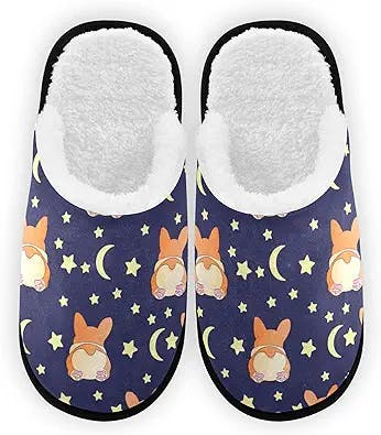 Umidedor Halloween Bats Stars Slippers, Soft Memory Foam Non-Slip Indoor House Slippers Home Shoes for Bedroom Hotel Travel Spa