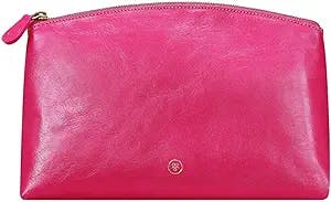 Maxwell Scott | Womens Luxury Leather Large Soft Makeup Bag | The Chia Large Nappa | Handmade In Italy | Hot Pink