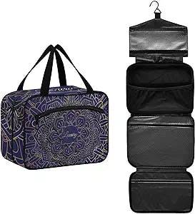 DOMIKING Luxury Golden Mandala Travel Toiletry Bag for Women Men Hanging Makeup Bag Cosmetic storage Organizer for Trip Toiletries Essentials