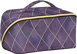 RunningBear Purple Luxury Glittering Large Capacity Travel Cosmetic Bag for Women Cute Makeup Bag with Handle and Divider Travel Organizer for Shampoo Toiletries