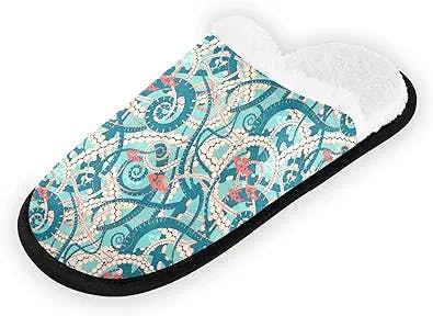 Orca Killer Whale Spa Slippers Closed Toe Indoor Hotel Slippers, Fluffy Coral Fleece, Padded Sole for Comfort- for Guests, Hotel, Travel