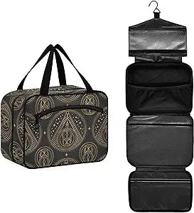 MCHIVER Luxury Gold Mandala Toiletry Bag for Women Men Travel Hanging Makeup Bag Waterproof Cosmetic Organizer with Sturdy Hook for Toiletries Bathroom Shower Size M