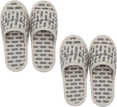 Invisioncorp Men Women 100% House cotton Slippers, Washable, Non-Slip sole for Indoor use. (Set of 2, Made in Korea)