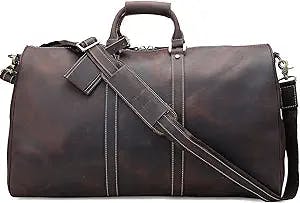 Polare 23'' Classic Full Grain Leather Travel Duffel Weekender Bag Overnight Duffle Bag For Men