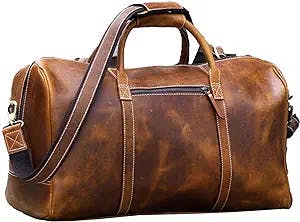 KomalC Leather Duffel Bags for Men and Women Full Grain Leather Travel Overnight Weekend Leather Bags Sports Gym Duffel for Men (20 Inch)