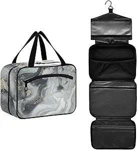 DOMIKING Natural Luxury Marble Travel Toiletry Bag for Women Men Hanging Makeup Organizer Cosmetic Bags for Travel essentials Toiletries