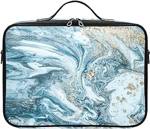 xigua Natural Luxury Marbleized Makeup Bag Portable Travel Toiletry Bag for Women, Large Cosmetic Bag Cosmetic Case Organizer with Adjustable Dividers for Cosmetics Toiletries Brushes