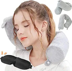 Lucear Twist Memory Foam Travel Pillow Neck Pillows Travel Accessories Traveling on Airplane, Bus, Train at Home(Grey Memory Foam)
