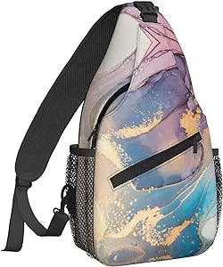 Foruidec Crossbody Backpack For Men Women Sling Bag, Luxury Marble Pattern Chest Bag Shoulder Bag Lightweight One Strap Backpack Multipurpose Travel Hiking Daypack