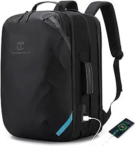 TANGCORLE Travel Carry on Backpack, Extra Large Expandable 45L Backpack for Flight approved, 17.3" Laptop with USB Charging Port Backpacks, Water Resistant Computer Business Backpack for Men & Women