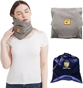 FOXSEON Travel Pillow,Women's Turtleneck Support Neck Pillow,Airplanes Car or Office nap Pillow,Easy to Clean and Carry,with Luxury Storage Bag(Medium Gray)