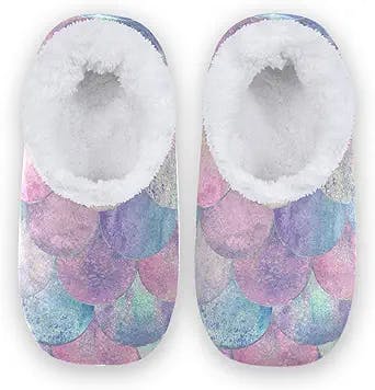 Unisex Fuzzy House Slippers, Memory Foam Slippers, Warm Slip Shoes Fur Lining M-XXL