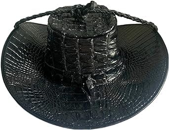 Genuine Crocodile Leather high-Grade Crocodile Skin Luxury Travel Hats, Travel Hats, Men's Hats, Sports Travel (Black)