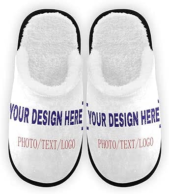 Dussdil Custom Personalized House Slippers Turn Photo Text Logo Into Home Spa Slippers Memory Foam Closed Toe Slipper Non Slip for Hotel Bedroom Travel Shoes Women Men M