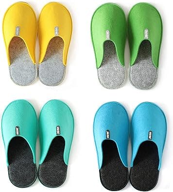 Lucky Sign Indoor Guest Slippers,Unisex Felt Slipper Set of 4 Size,Guest Slippers,House Slippers for Guests