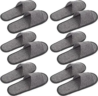 Healvian Women Footwear Unisex Slippers 6 Pairs Disposable Slippers White Spa Slippers Closed Toe Hotel Slippers Non Travel Slippers Fit Size for Women Men Grey Washable Hotel Slides