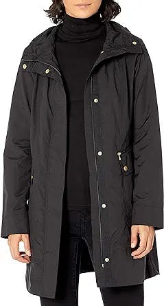 Cole Haan Women's Packable Hooded Rain Jacket with Bow