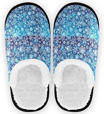 Cute Feet, Warm Heart: These Luxury Blue Snowflake Slippers Are a Must-Have