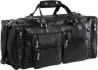 Viosi Malibu 22 Inch Full Grain Leather Duffel Travel Bag Sports Gym Bag Weekender Overnight Airplane Under seat Luggage