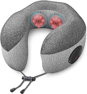 COMFIER Neck Massager Pillow, Memory Foam Travel Neck Pillow,Cordless Shiatsu Neck Massage Pillow with Heat, U-Shape Memory Foam Cervical Pillow for Sleeping, Airplane Car, Travel, Office, Gifts