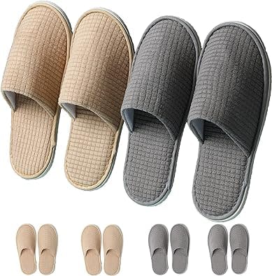 COZYAREA SPA Slippers, 6 Pairs Disposable Slippers for Guests, Soft Hotel Slippers Polar Fleece, Washable Reusable House Slippers Unisex, Bride Slippers for Wedding Party Bedroom Travel