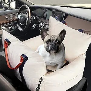 CAPEKA Multifunctional Luxury Dog Car Seat and Travel Pet Bed with Safety Seat Belt and Leash for Small and Medium Dogs, Premium Removable Waterproof Cover with Cushion Protection and Carrier Handles