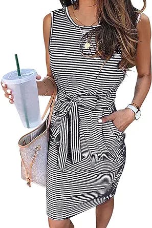 Get Ready for Summer Fun with the MEROKEETY Womens Striped Mini Dress!