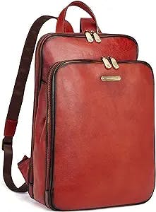 BOSTANTEN Womens Laptop Backpack Leather 15.6 inch Computer Back Pack Business College Daypack Vintage Large Travel Bag