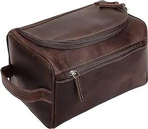 Leather Toiletry Bag For Men Women | Dopp Kit Mens Hanging Toiletry Bag (PREMIUM LEATHER) Travel Toiletry Bag for Traveling Large TSA Approved Cosmetic Travel Bag for Toiletries Shaving Bag - Hickory